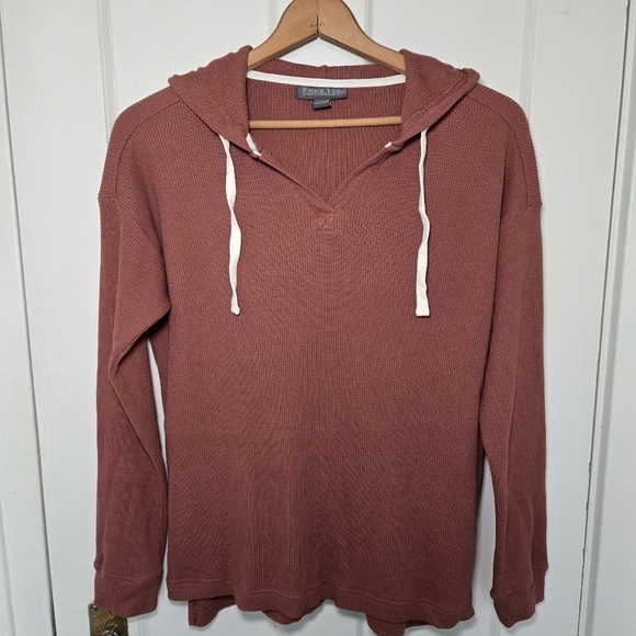 Free Fly Women's Bamboo Waffle Hoodie Size L Henley Hooded Hiking Outdoors - Picture 4 of 13